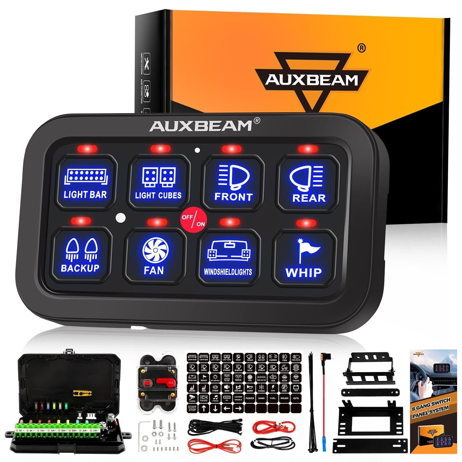 Panel de interruptores de 8 botones Azul  Auxbeam Switch Panel