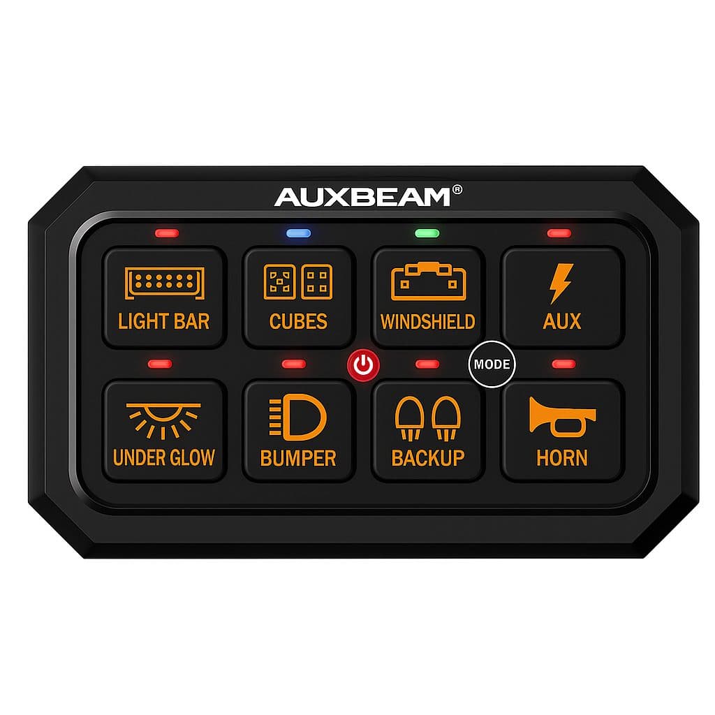 Panel de interruptores de 8 botones, RA80 XL RGB, (tamaño XL), Auxbeam Switch Panel